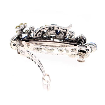 Peacock Rhinestone Hair Barrette Dark Blue